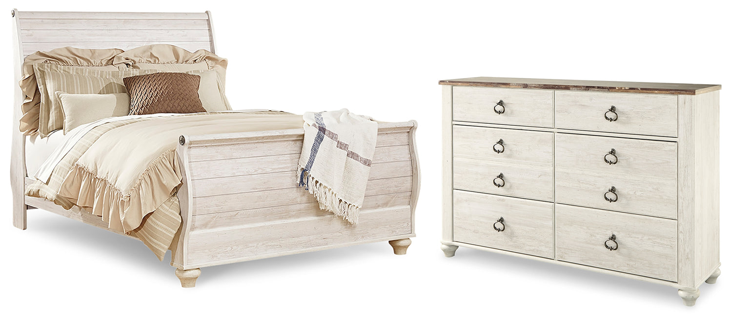 Furniture City Houma - Ashley Furniture - Willowton Queen Sleigh Bed and Dresser - Queen Sleigh Bed and Dresser - B267B67