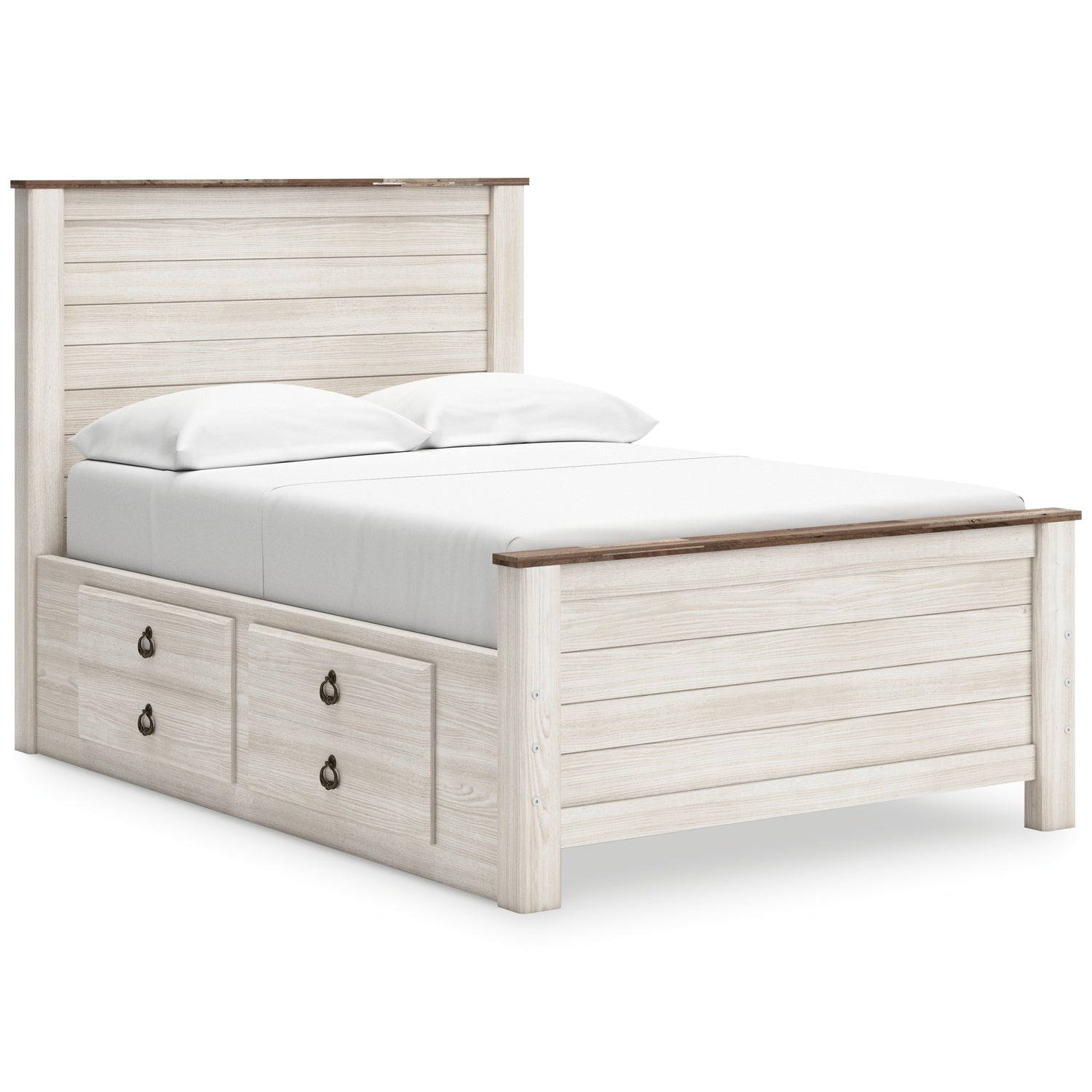 Willowton Full Panel Bed with storage, Dresser, Mirror, Chest and Nightstand