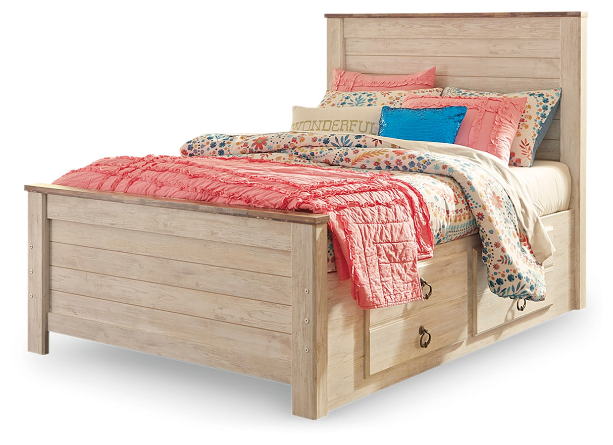 Willowton Full Panel Bed with Storage and Nightstand