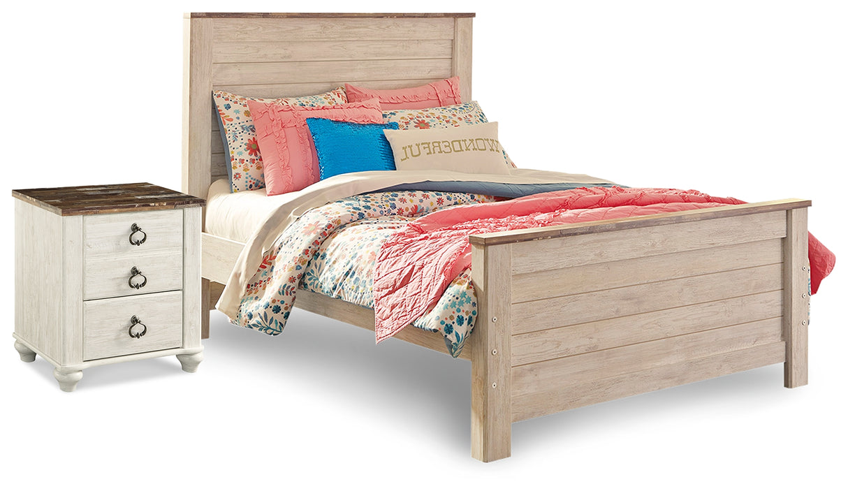 Furniture City Houma - Ashley Furniture - Willowton Full Panel Bed and Nightstand - Full Panel Bed and Nightstand - B267B41