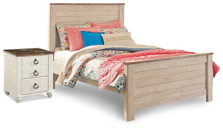 Furniture City Houma - Ashley Furniture - Willowton Full Panel Bed and Nightstand - Full Panel Bed and Nightstand - B267B41