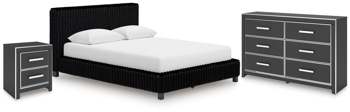 Zuraleus Queen Upholstered Bed, Dresser and Nightstand