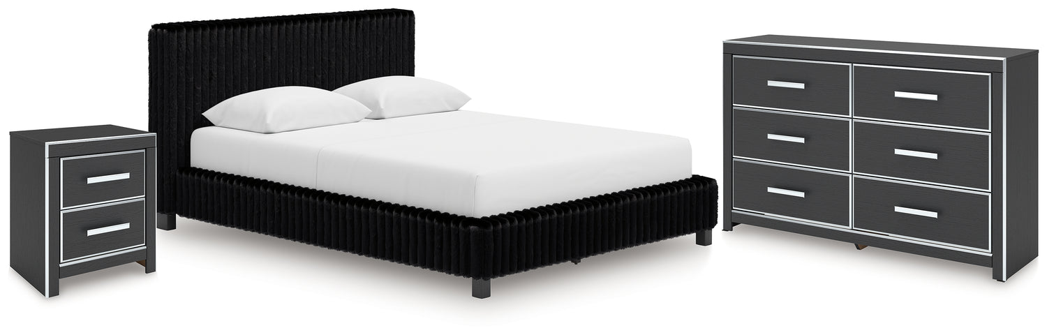 Zuraleus Queen Upholstered Bed, Dresser and Nightstand