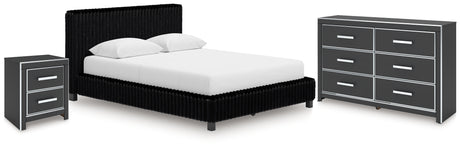 Zuraleus Queen Upholstered Bed, Dresser and Nightstand