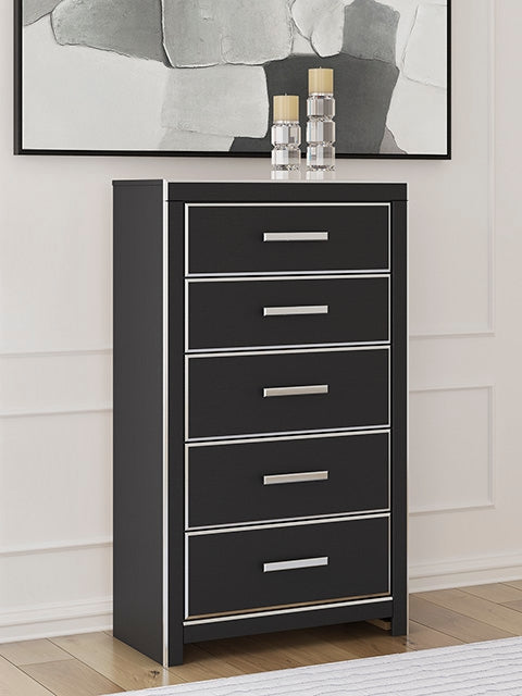 Furniture City Houma - Ashley Furniture - Zuraleus Chest of Drawers - Five Drawer Chest / Black - PCB3380-46