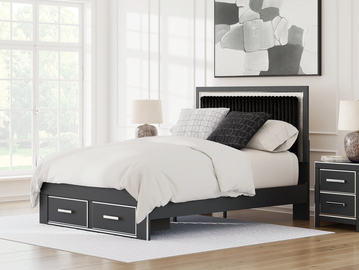 Furniture City Houma - Ashley Furniture - Zuraleus Queen Upholstered Panel Storage Bed - Queen Upholstered Panel Storage Bed / Black - PCB3380B4