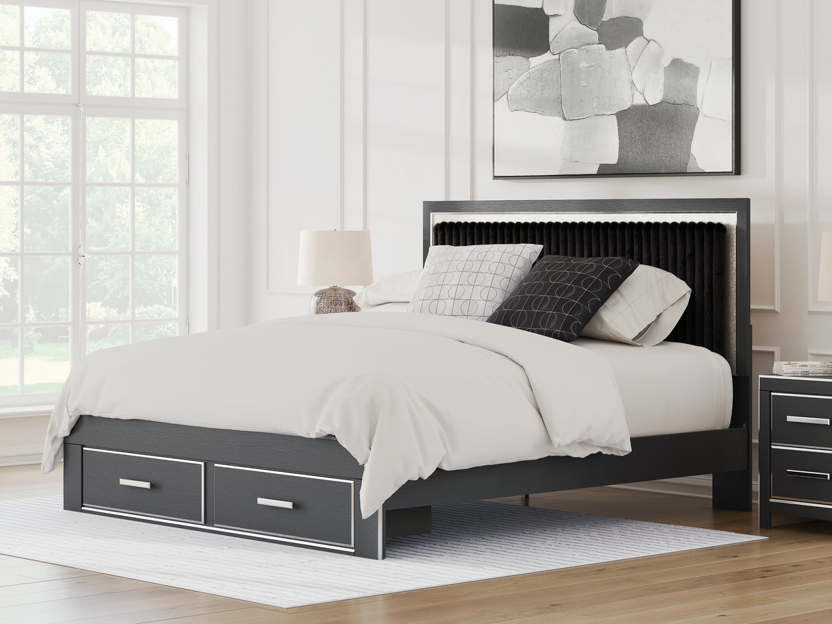 Furniture City Houma - Ashley Furniture - Zuraleus King Upholstered Panel Storage Bed - King Upholstered Panel Storage Bed / Black - PCB3380B11