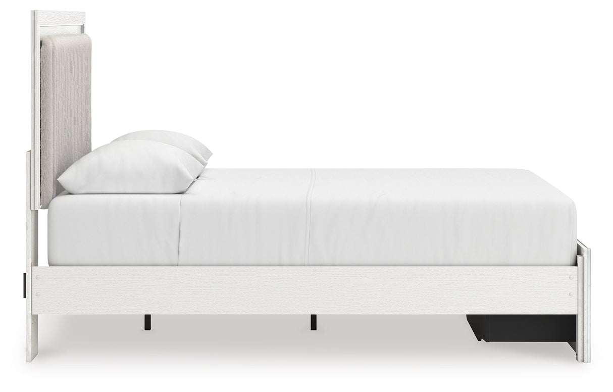 Zuraleus Queen Upholstered Panel Platform Storage Bed, Dresser and Mirror