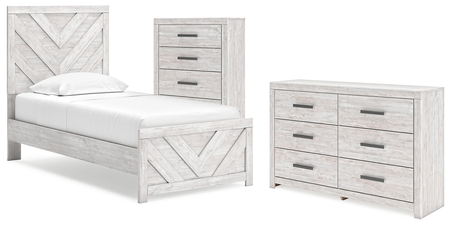 Cayboni Twin Panel Bed, Dresser and Chest