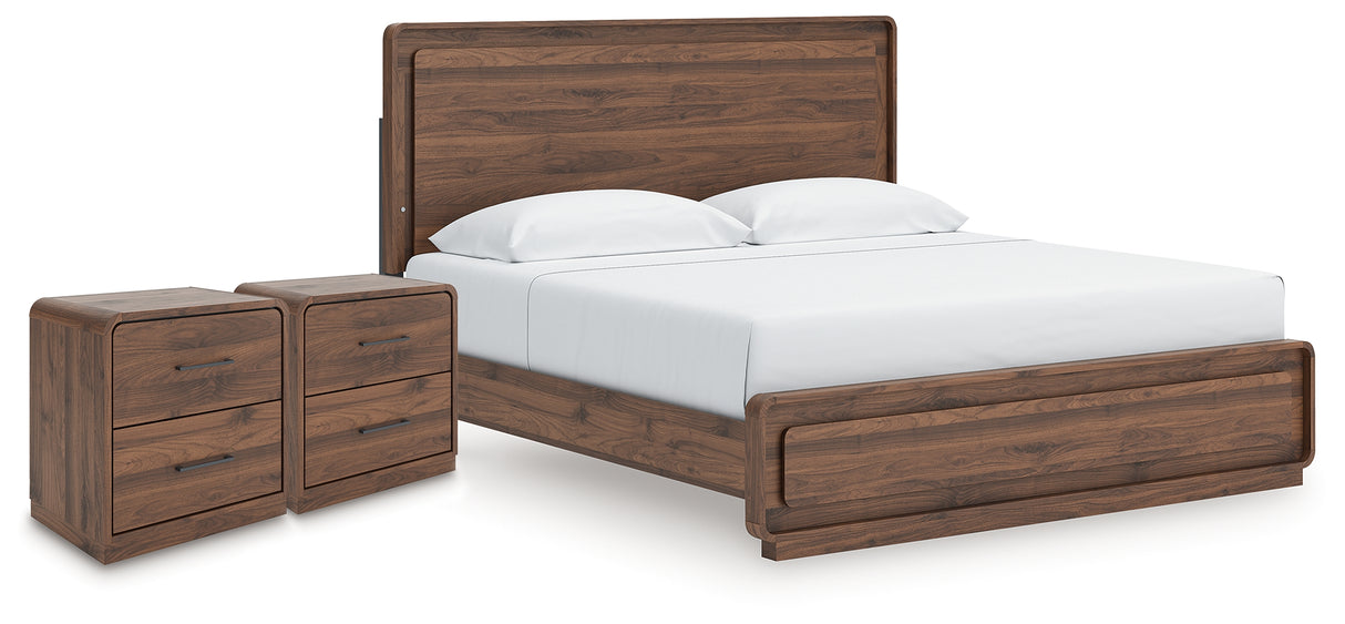 Furniture City Houma - Ashley Furniture - Fortlorn King Panel Bed and 2 Nightstands - King Panel Bed and 2 Nightstands - PCB386B9