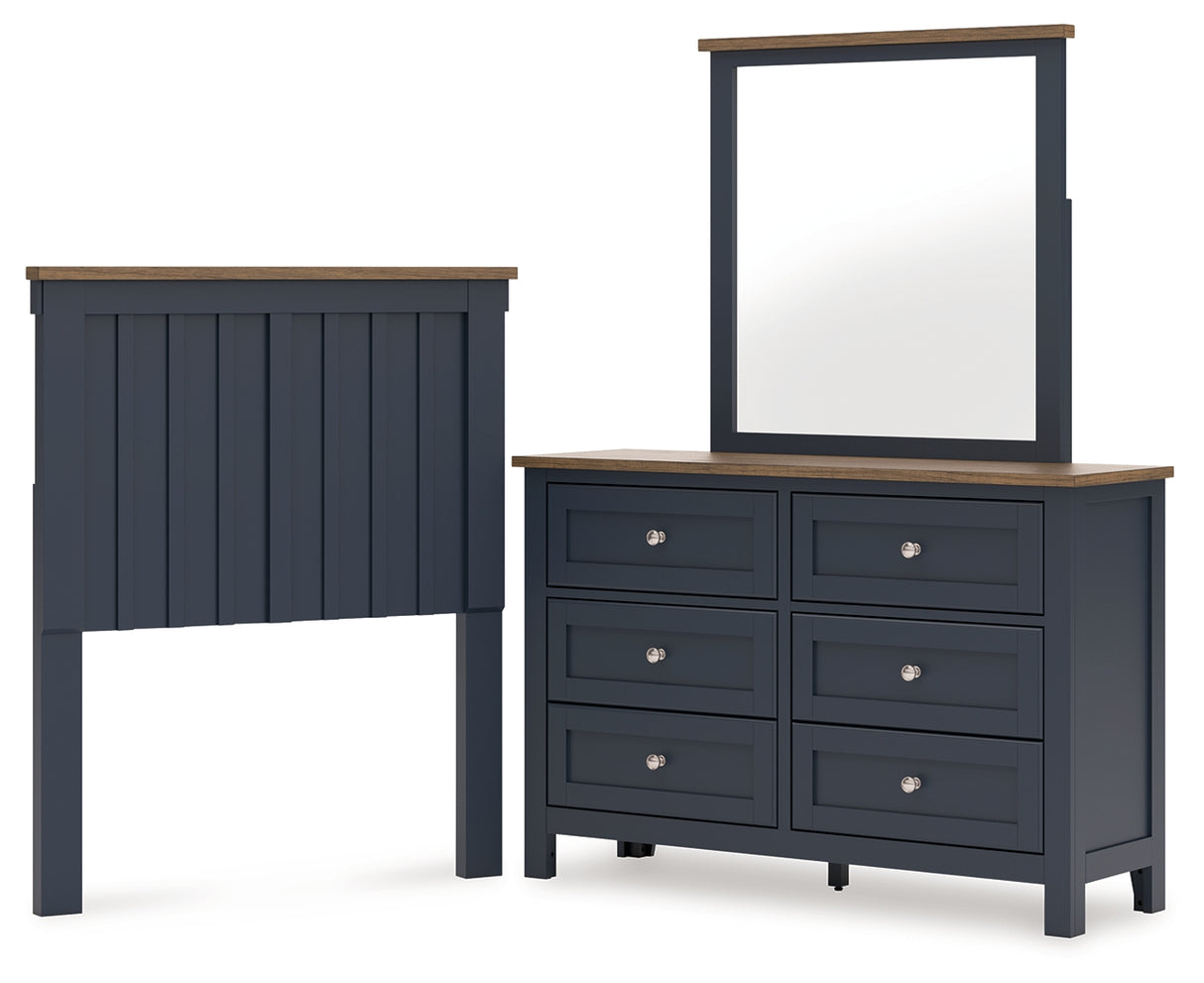 Furniture City Houma - Ashley Furniture - Landocken Twin Panel Headboard, Dresser and Mirror - Twin Panel Headboard, Dresser and Mirror - B414B13