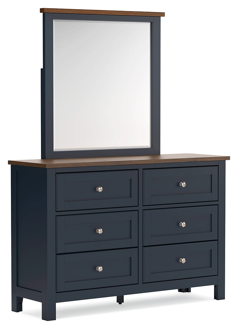 Furniture City Houma - Ashley Furniture - Landocken Dresser and Mirror - Dresser and Mirror / Brown/Blue - B414B1
