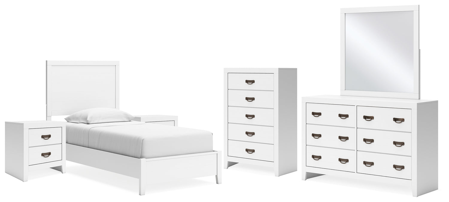 Binterglen Twin Panel Bed, Dresser, Mirror, Chest and 2 Nightstands