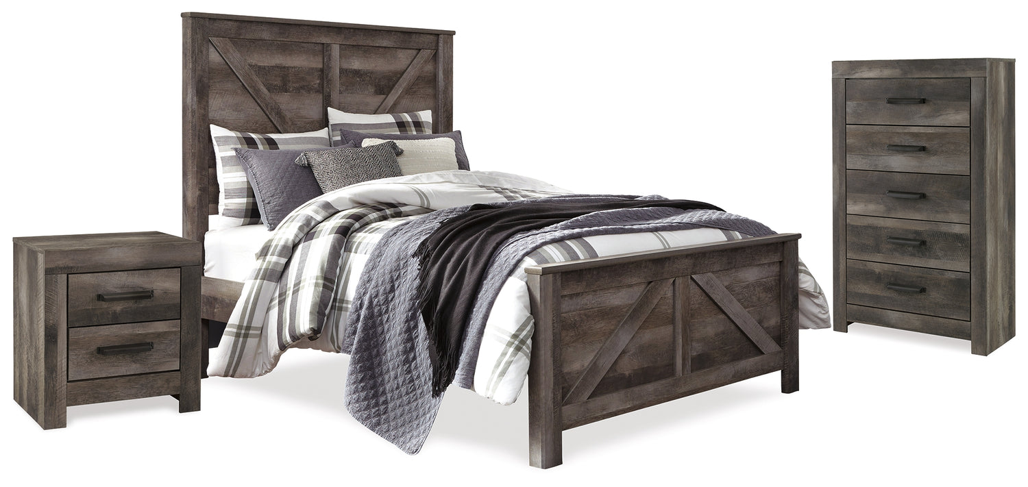 Furniture City Houma - Ashley Furniture - Wynnlow Queen Crossbuck Panel Bed, Chest and Nightstand - Queen Crossbuck Panel Bed, Chest and Nightstand - B440B28