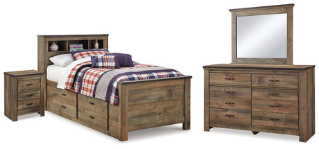 Furniture City Houma - Ashley Furniture - Trinell Twin Bookcase Storage Bed, Dresser, Mirror and Nightstand - Twin Bookcase Storage Bed, Dresser, Mirror and Nightstand - B446B98