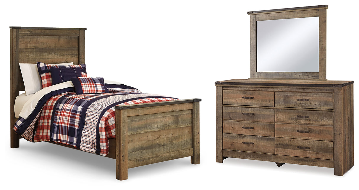 Furniture City Houma - Ashley Furniture - Trinell Twin Panel Bed, Dresser and Mirror - Twin Panel Bed, Dresser and Mirror - B446B77