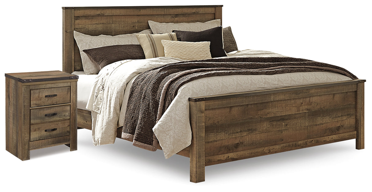 Furniture City Houma - Ashley Furniture - Trinell King Panel Bed and Nightstand - King Panel Bed and Nightstand - B446B60