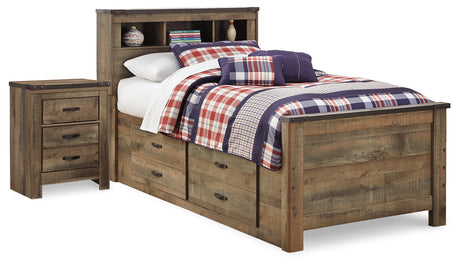 Furniture City Houma - Ashley Furniture - Trinell Twin Panel Bed with Storage and Nightstand - Twin Panel Bed with Storage and Nightstand - B446B68