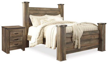 Furniture City Houma - Ashley Furniture - Trinell Queen Poster Bed and Nightstand - Queen Poster Bed and Nightstand - B446B62