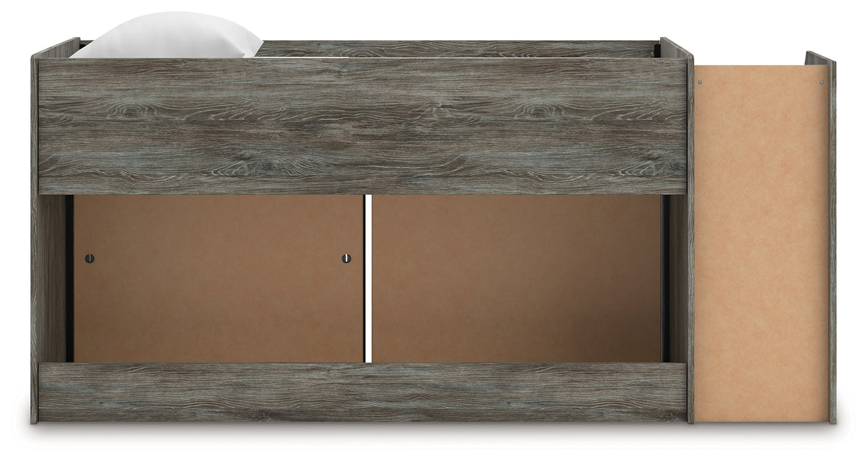 Frandern Twin Loft Bed with Bookcase and Drawer Storage