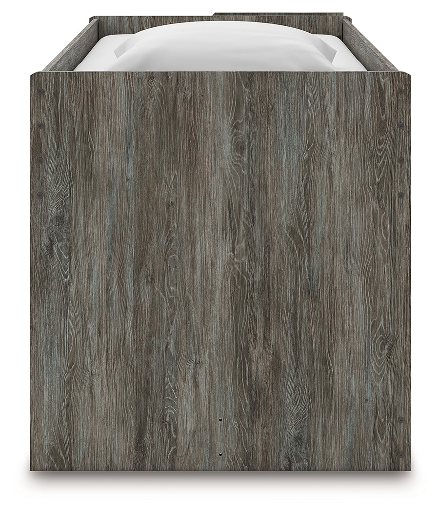 Frandern Twin Loft Bed with Bookcase and Drawer Storage