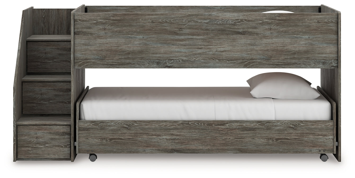 Frandern Twin Over Twin Loft Bed and Mattresses