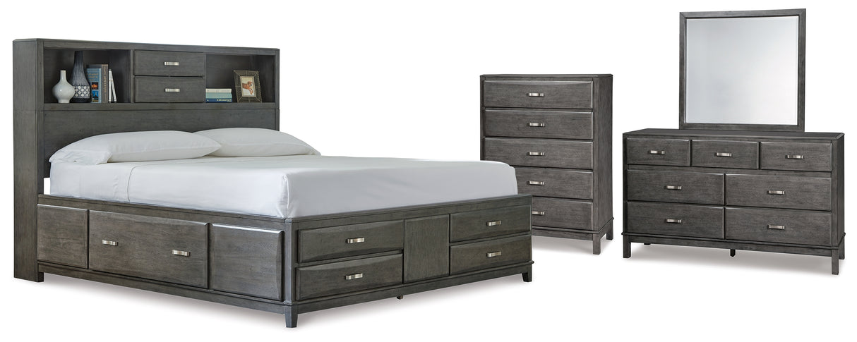 Furniture City Houma - Ashley Furniture - Caitbrook California King Storage Bed, Dresser, Mirror and Chest - California King Storage Bed, Dresser, Mirror and Chest - B476B11