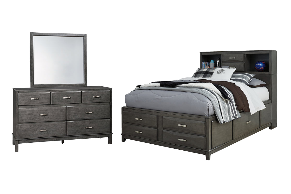 Furniture City Houma - Ashley Furniture - Caitbrook Full Storage Bed with Mirrored Dresser - Full Storage Bed with Mirrored Dresser - B476B5
