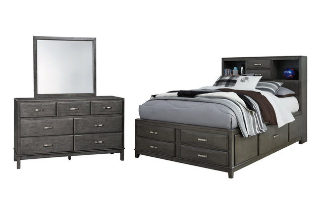 Furniture City Houma - Ashley Furniture - Caitbrook Full Storage Bed with Mirrored Dresser - Full Storage Bed with Mirrored Dresser - B476B5