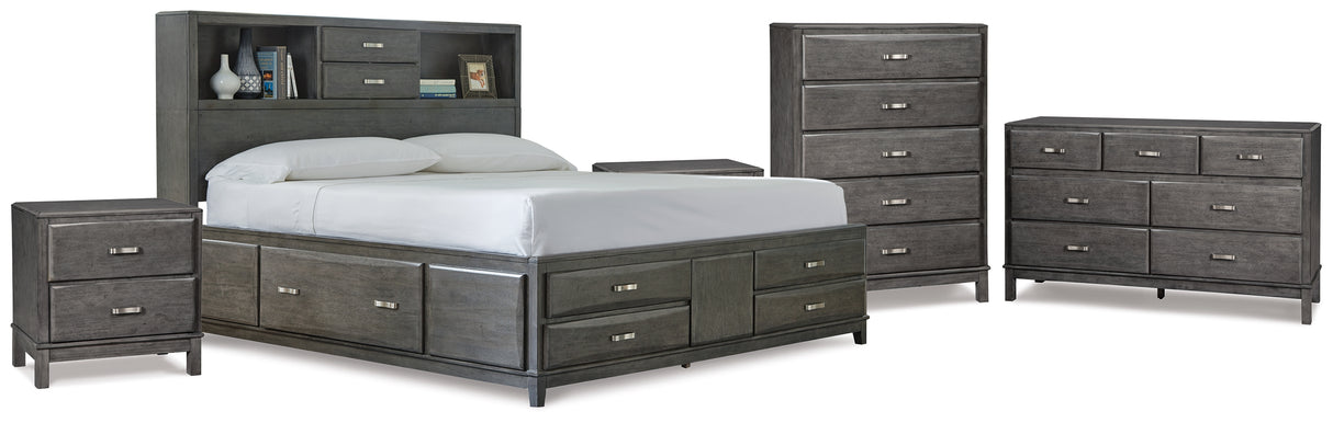Furniture City Houma - Ashley Furniture - Caitbrook King Storage Bed, Dresser, Chest and 2 Nightstands - King Storage Bed, Dresser, Chest and 2 Nightstands - B476B10