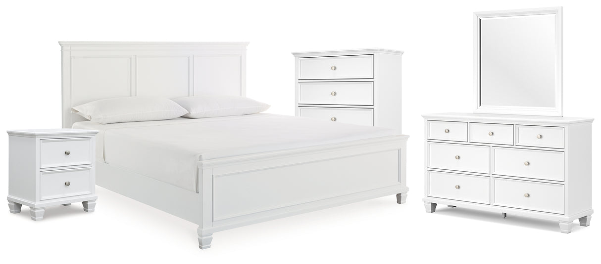 Furniture City Houma - Ashley Furniture - Fortman King Panel Bed, Dresser, Mirror, Chest and Nightstand - King Panel Bed, Dresser, Mirror, Chest and Nightstand - B680B18