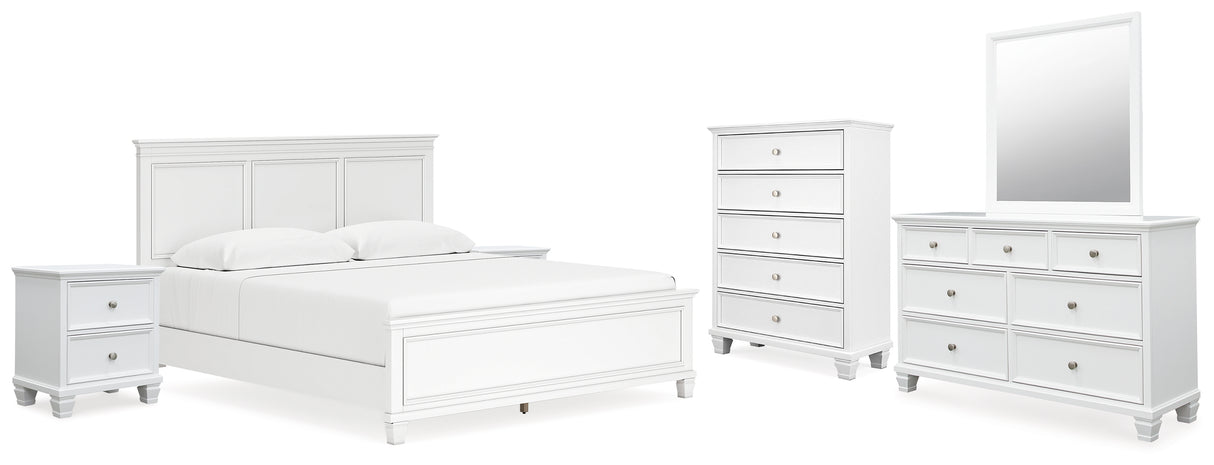 Fortman King Panel Bed, Dresser, Mirror, Chest and 2 Nightstands