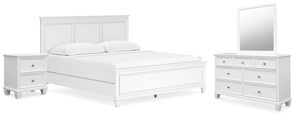 Fortman King Panel Bed, Dresser, Mirror and Nightstand