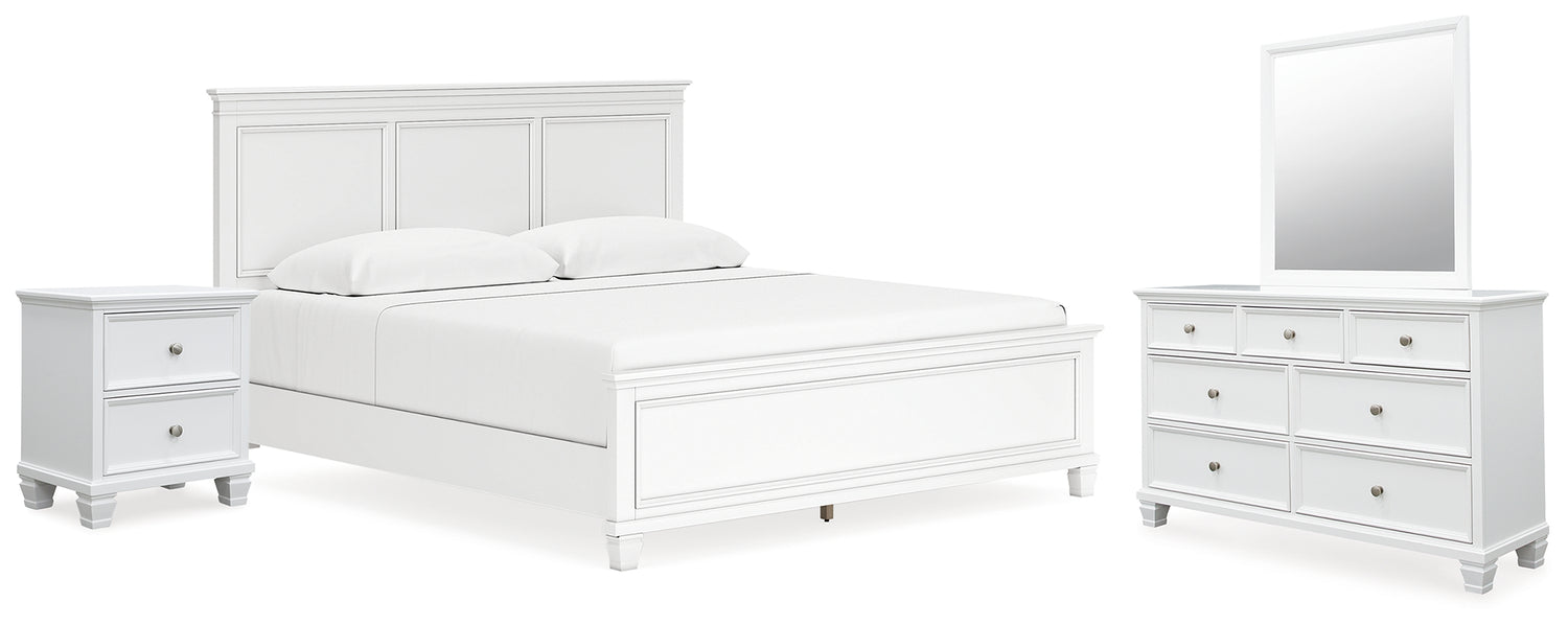 Fortman King Panel Bed, Dresser, Mirror and Nightstand