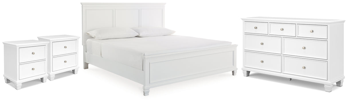Furniture City Houma - Ashley Furniture - Fortman King Panel Bed, Dresser and 2 Nightstands - King Panel Bed, Dresser and 2 Nightstands - B680B15