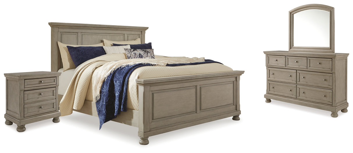 Furniture City Houma - Ashley Furniture - Lettner King Panel Bed, Dresser, Mirror and 2 Nightstands - King Panel Bed, Dresser, Mirror and 2 Nightstands - B733B48
