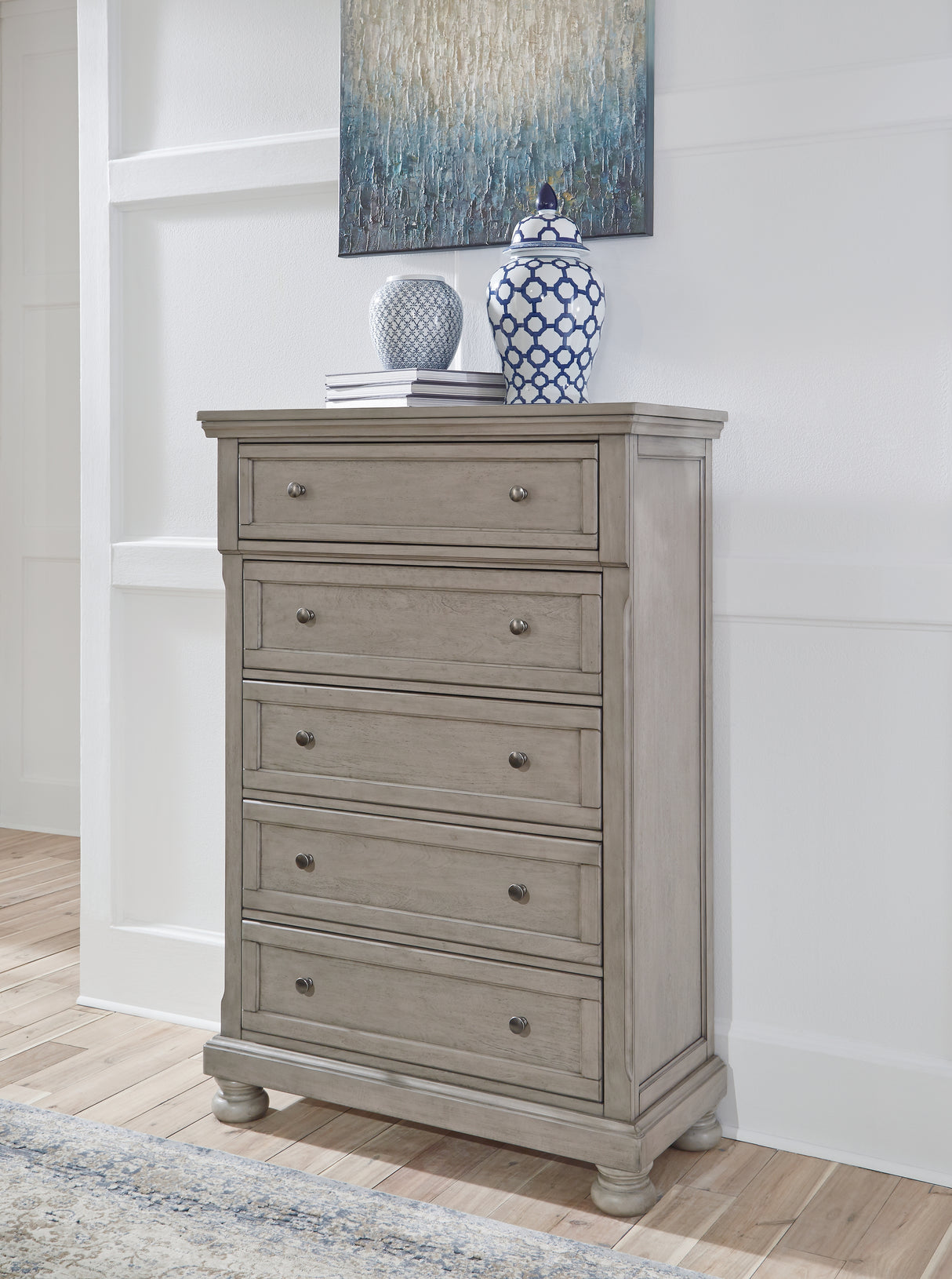 Lettner King Panel Bed, Dresser, Mirror, Chest and 2 Nightstands