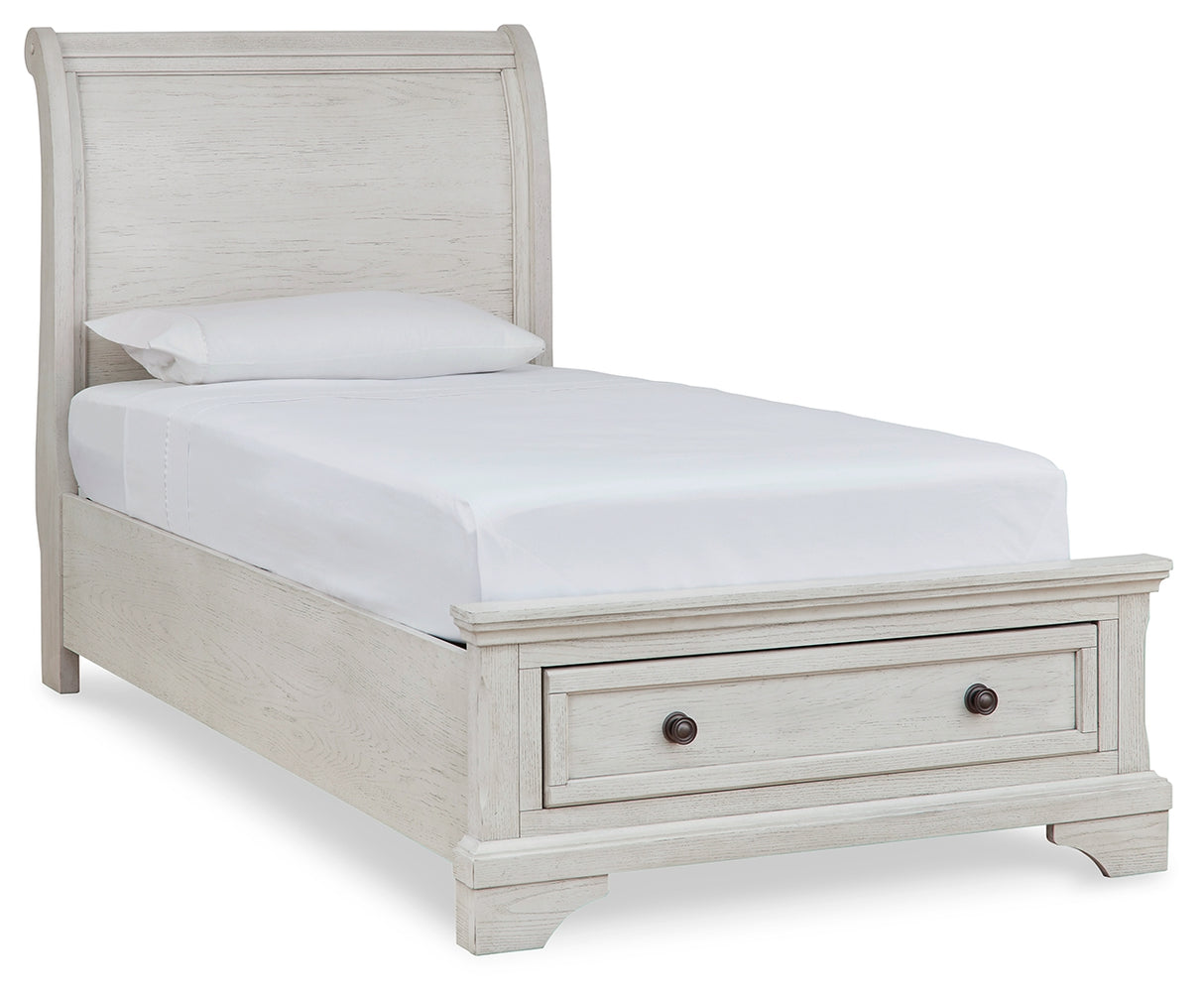 Robbinsdale Twin Sleigh Storage Bed, Dresser and Nightstand