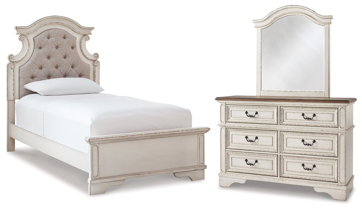 Realyn Twin Bed, Dresser and Mirror