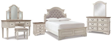 Furniture City Houma - Ashley Furniture - Realyn Full Panel Bed, Dresser, Mirror, 3-Piece Vanity and Nightstand - Full Panel Bed, Dresser, Mirror, 3-Piece Vanity and Nightstand - B743B27