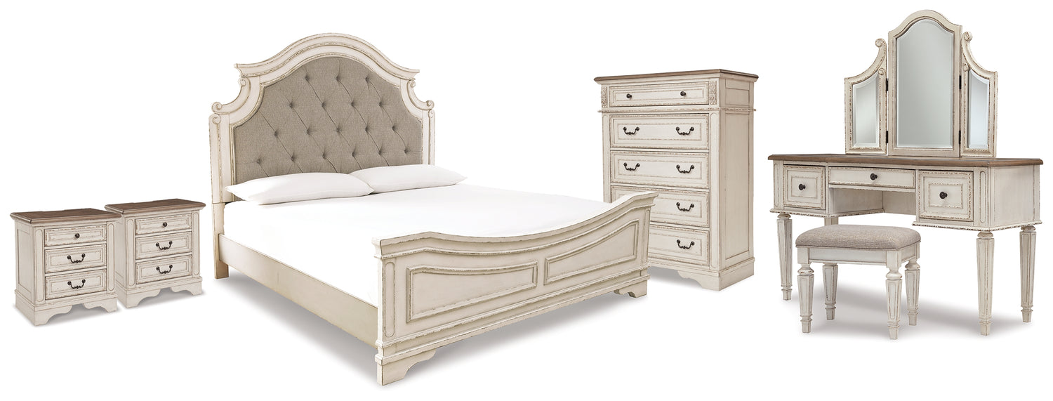 Furniture City Houma - Ashley Furniture - Realyn King Panel Bed, Vanity, Chest and 2 Nightstands - King Panel Bed, Vanity, Chest and 2 Nightstands - B743B73