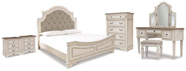 Furniture City Houma - Ashley Furniture - Realyn King Panel Bed, Vanity, Chest and 2 Nightstands - King Panel Bed, Vanity, Chest and 2 Nightstands - B743B73