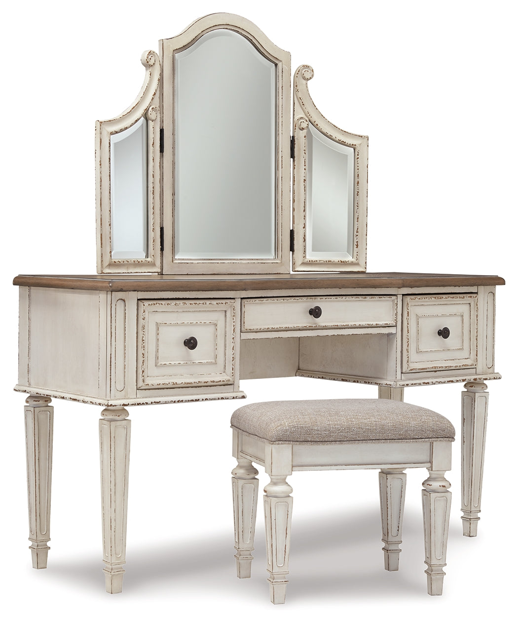 Realyn King Panel Bed, Vanity, Chest and 2 Nightstands