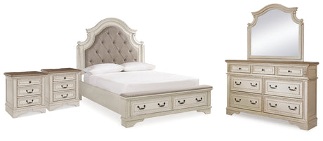 Realyn Queen Panel Bed, Dresser, Mirror and 2 Nightstands