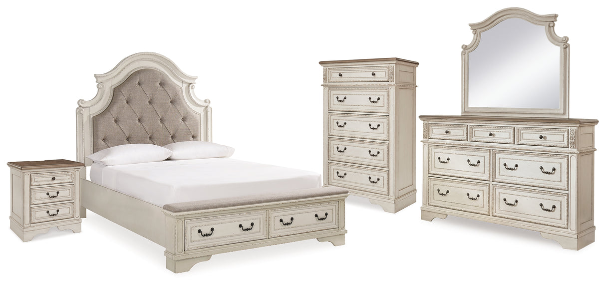 Furniture City Houma - Ashley Furniture - Realyn Queen Upholstered Bed, Dresser, Mirror, Chest and Nightstand - Queen Upholstered Bed, Dresser, Mirror, Chest and Nightstand - B743B30