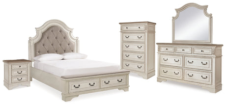 Furniture City Houma - Ashley Furniture - Realyn Queen Upholstered Bed, Dresser, Mirror, Chest and Nightstand - Queen Upholstered Bed, Dresser, Mirror, Chest and Nightstand - B743B30