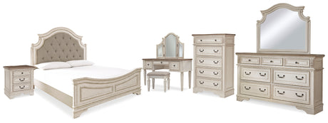 Furniture City Houma - Ashley Furniture - Realyn King Panel Bed, Dresser, Mirror, Chest, Vanity and Nightstand - King Panel Bed, Dresser, Mirror, Chest, Vanity and Nightstand - B743B58
