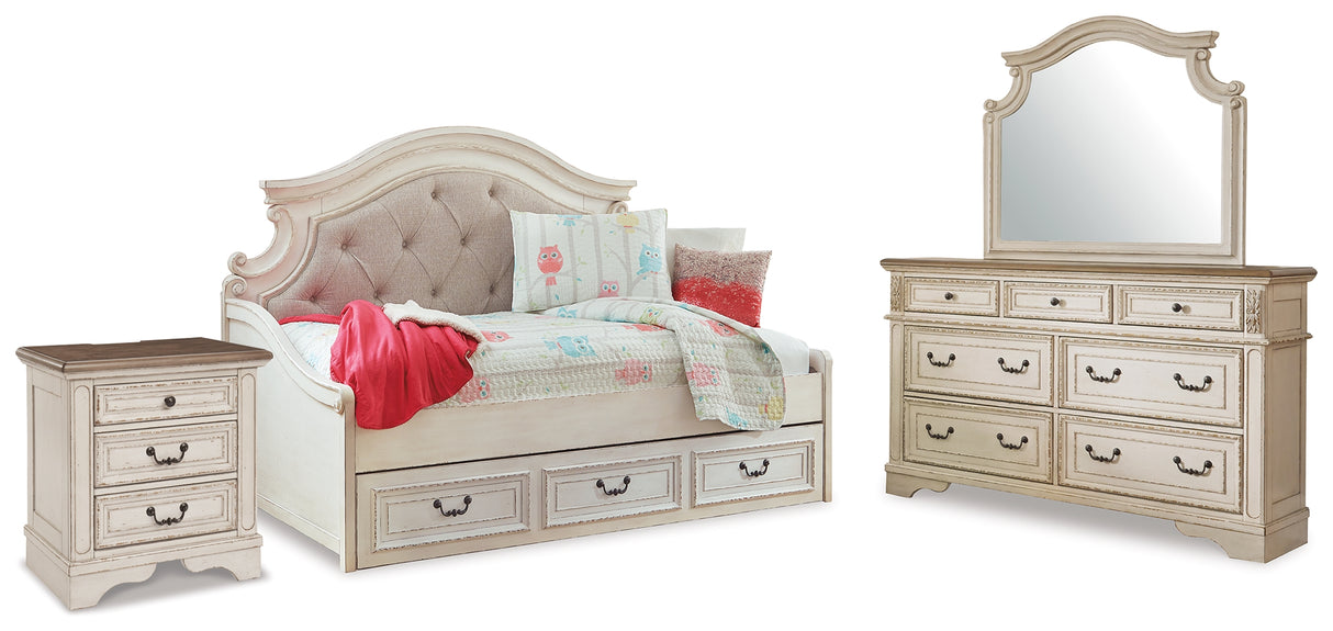 Furniture City Houma - Ashley Furniture - Realyn Twin Day Bed with Storage, Dresser, Mirror and Nightstand - Twin Day Bed with Storage, Dresser, Mirror and Nightstand - B743B94