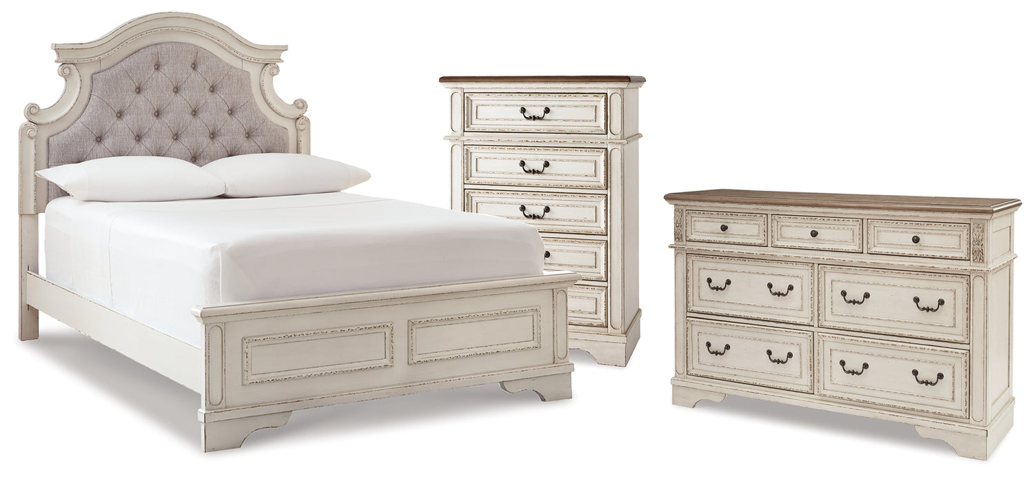 Realyn Full Panel Bed, Dresser and Chest