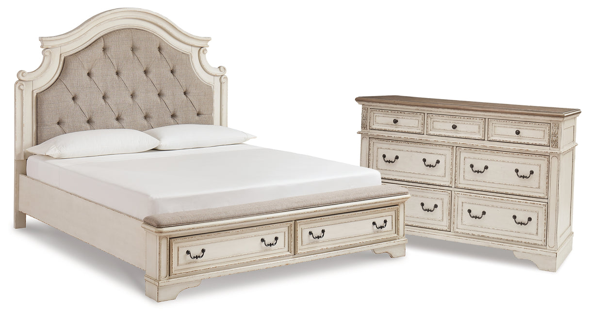 Realyn King Panel Storage Bed and Dresser